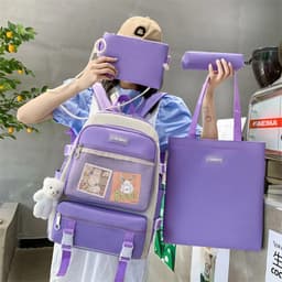 Ensemble de sacs d’école Kawai pour adolescents 4Pcs V3 CLBD Mauve – محفظة 4 قطع كاواي بنفسجي  1