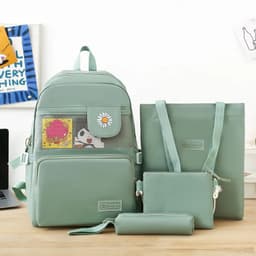 Ensemble de sacs d’école Kawai pour adolescents 4Pcs Guiyu V4 Vert – محفظة 4 قطع كاواي أخضر  1
