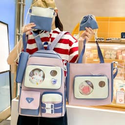 Ensemble de sacs d’école Kawai pour adolescents 5Pcs Guiyu V2 Bleu – محفظة 5 قطع كاواي أزرق  1